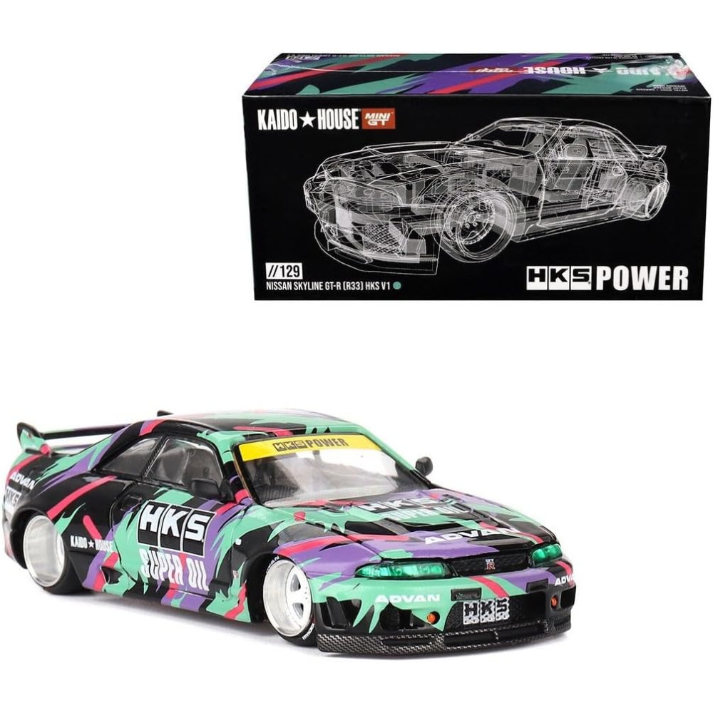 Машинка Mini GT x Kaido House Collab Nissan Skyline GT-R (R33) HKS